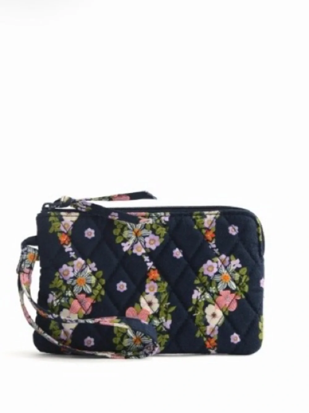Floral Quilted Wristlet - Navy Floral